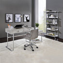 Tigress - Writing Desk - White Printed Faux Marble & Chrome Finish - Atlantic Fine Furniture Inc