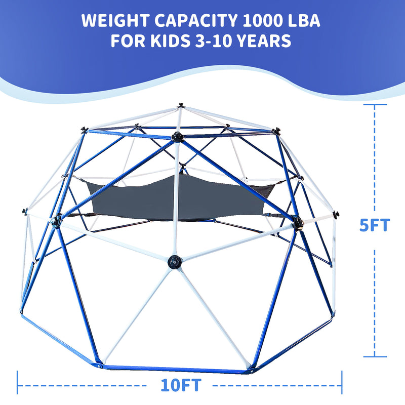 10Ft Climbing Dome For Kids Jungle Gym Apply To Park Dome Climber With Hammock Playground Equipment - Colorful