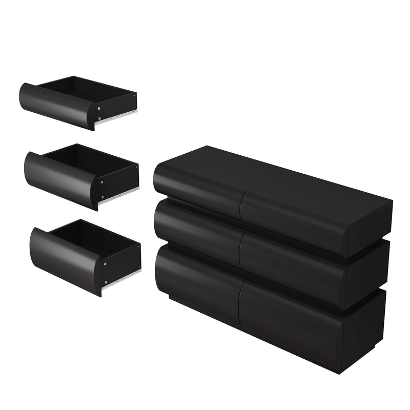 Minimalist Modern 6 Drawer Dresser, Handle Free Design With Wide Storage