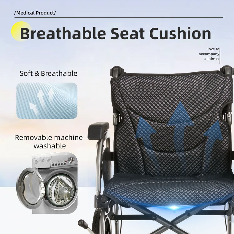 Lightweight Foldable Transport Wheelchair For Adults,Square Tube Design