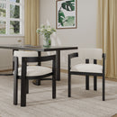 Modern Boucle Fabric Dining Chair With Armrest