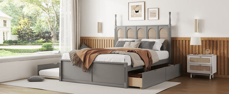 Platform Bed With With 2 Big Drawers With Trundle