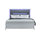 Laura - King Bed With Upholstered LED Headboard - Silver
