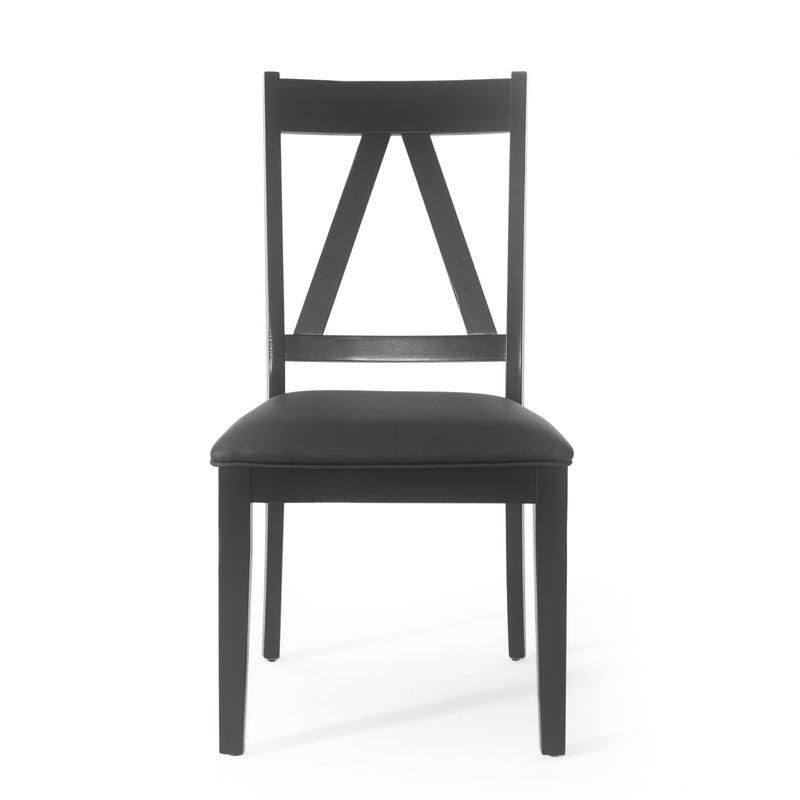 Farmhouse Style Dining Chair With Upholstered Seating - Black