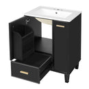 Bathroom Vanity With Sink, Deep Drawer, Door Shelf, 2 Tier Basket