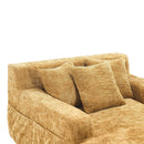Chenille Interior Lazy Sofa Chaise Longue Armchair With 3 Pillows And Armrests