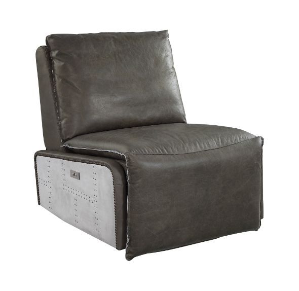 Metier - Recliner - Gray Top Grain Leather & Aluminum - Atlantic Fine Furniture Inc