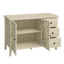 Hollowed Out Cabinet With 2 Door 3 Drawers, American Furniture, Suitable For Bedroom, Living Room, Study - Natural