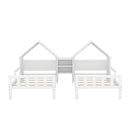 Double Platform Bed With House Shaped Headboard And Built In Nightstand