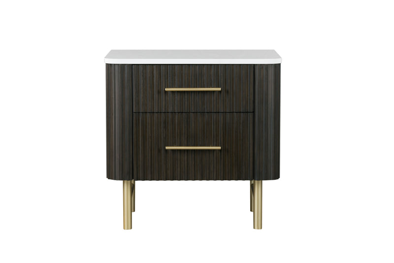 Clayten - Marble Top Nightstand - Espresso