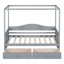 Twin Size Canopy Day Bed with 2 Drawers, Gray