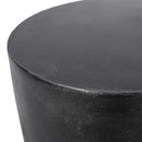Outdoor Lightweight Concrete End Table With Natural Texture - Matte Black