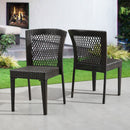 Outdoor Dining Chairs, Stackable Chairs With UV Resistant Frame (Set of 2) - Brown Multi
