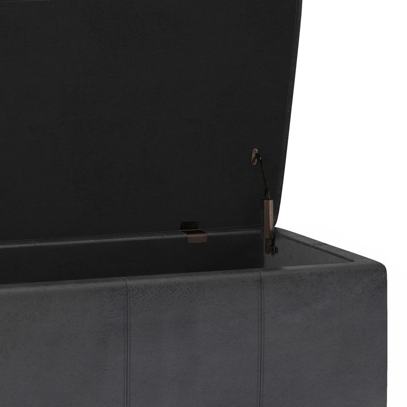 Kingsley - Large Storage Ottoman - Distressed Black