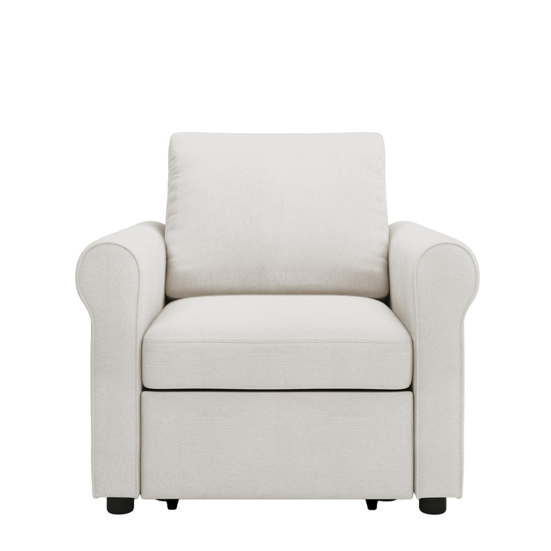 Modern 3 In 1 Convertible Sleeper Chair Bed, Linen Upholstery, Adjustable Backrest
