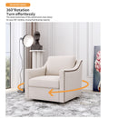360 Degree Swivel Armchair, Skin Friendly Fabric, Ergonomic Design, Brass Nail Decorative Armchair