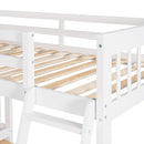 Solid L Shaped Bunk Bed With 3 Drawers, Ladder And Staircase
