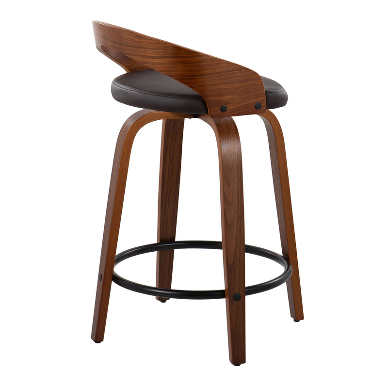 Grotto - Mid-Century Modern Fixed Height Counter Stool & Swivel With Round Footrest (Set of 2)