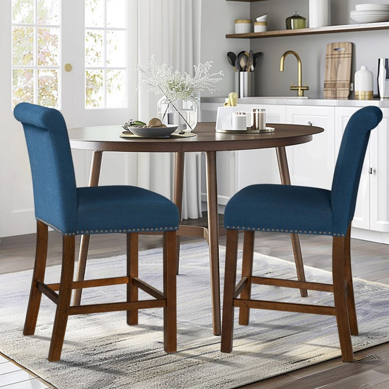 Upholstered Counter Stool With Nailhead Trim (Set of 2)