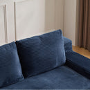 Loveseat Sofa, Comfortable Deep Seat Sofa Bed, Modern Small Corduroy Couch For Living Room Bedroom,Reversible Cushion With Pillows,No Assembly Required, Dark Blue