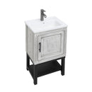 Modern Freestanding Bathroom Vanity With Ceramic Sink, Hot And Cold Faucet, 1 Door Cabinet & Open Shelf