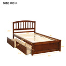 Twin Platform Storage Bed Wood Bed Frame with Two Drawers and Headboard, Walnut(Previous SKU: SF000062DAA)