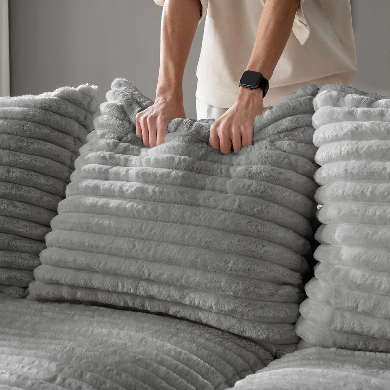 Deep Seat Convertible Sofa With Soft Pillows And Ottomans