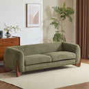 Contemporary Boucle Sherpa Sofa With Birch Wood Legs