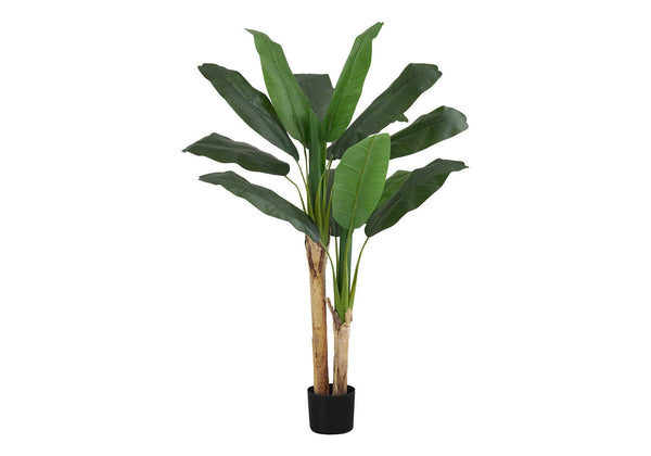 Artificial Plant, 55" Tall, Banana Tree, Indoor, Faux, Fake, Floor, Greenery, Potted, Real Touch, Decorative - Green / Black