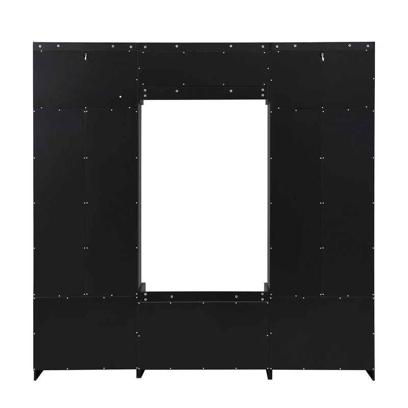 Wide Hall Tree With Shoe Storage, 4 In 1 Entryway Bench With 8 Cubbies, 7 Coat Hooks & Adjustable Shelf For Hallway - Black