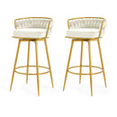 Modern Low Back Upholstered Counter Height Bar Stools (Set of 2)