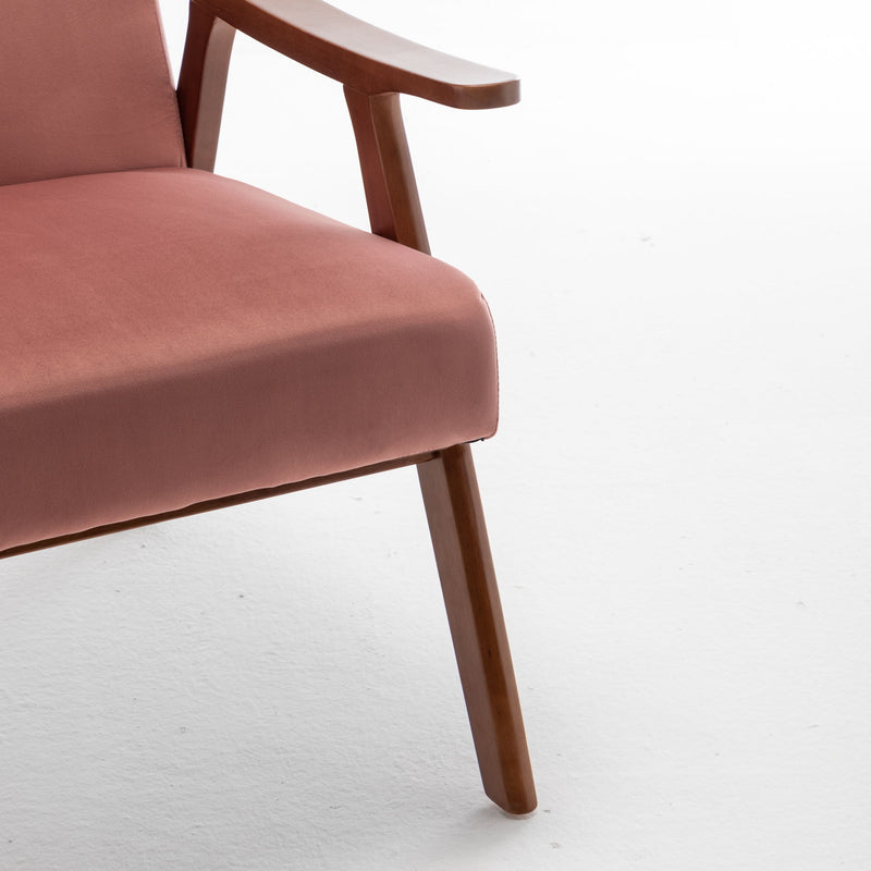 Mid Century Modern Accent Chair With Solid Wood Frame And Extra Thick Backrest