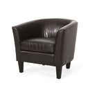 Faux Leather Club Chair With Curved Backrest - Brown