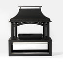 40" Wood Burning Fireplace, 50000 Btu Steel Fire Pit, Wood Burning Chimney For Outside Patio Deck Garden Backyard - Black