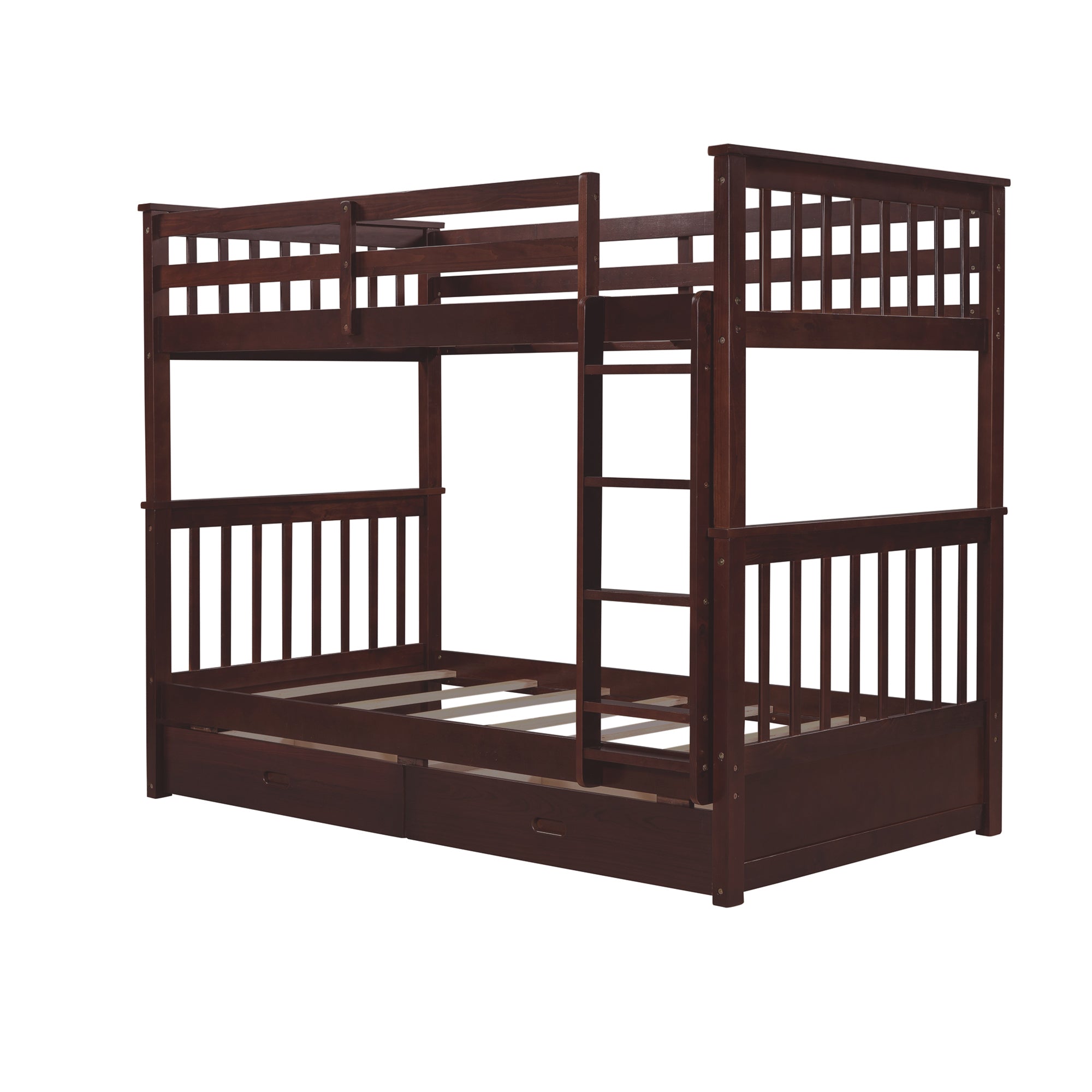 Twin-Over-Twin Bunk Bed with Ladders and Two Storage Drawers (Espresso)(OLD SKU:LT000265AAP) - Atlantic Fine Furniture Melbourne FL