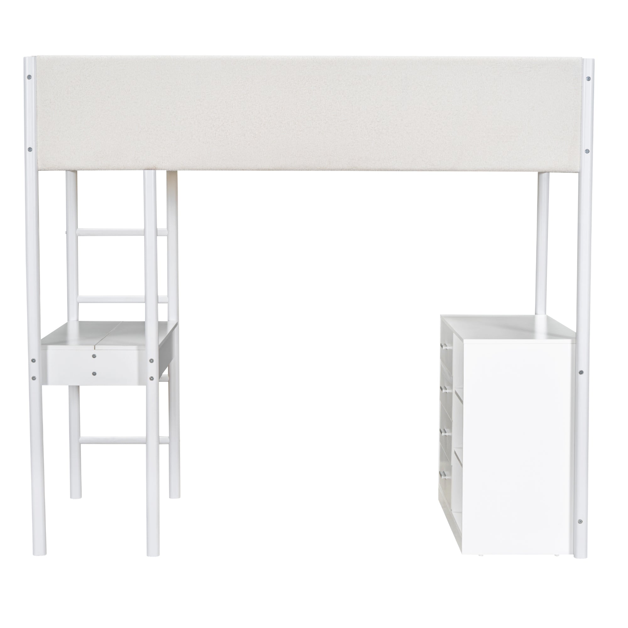 Twin Size Teddy FleeceLoft Bed Wood Bed, White - Atlantic Fine Furniture Melbourne FL