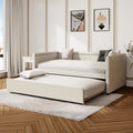 Modern Style Upholstered Daybed With Trundle For Guest Room, Small Bedroom