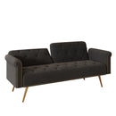 Luxurious Velvet Sofa Bed With Nail Head Trim And Matching Pillow