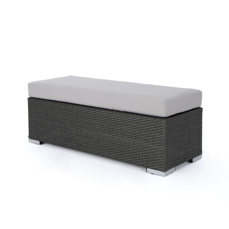 Enthrallia - Outdoor Wicker Bench With Foam Filled Cushion