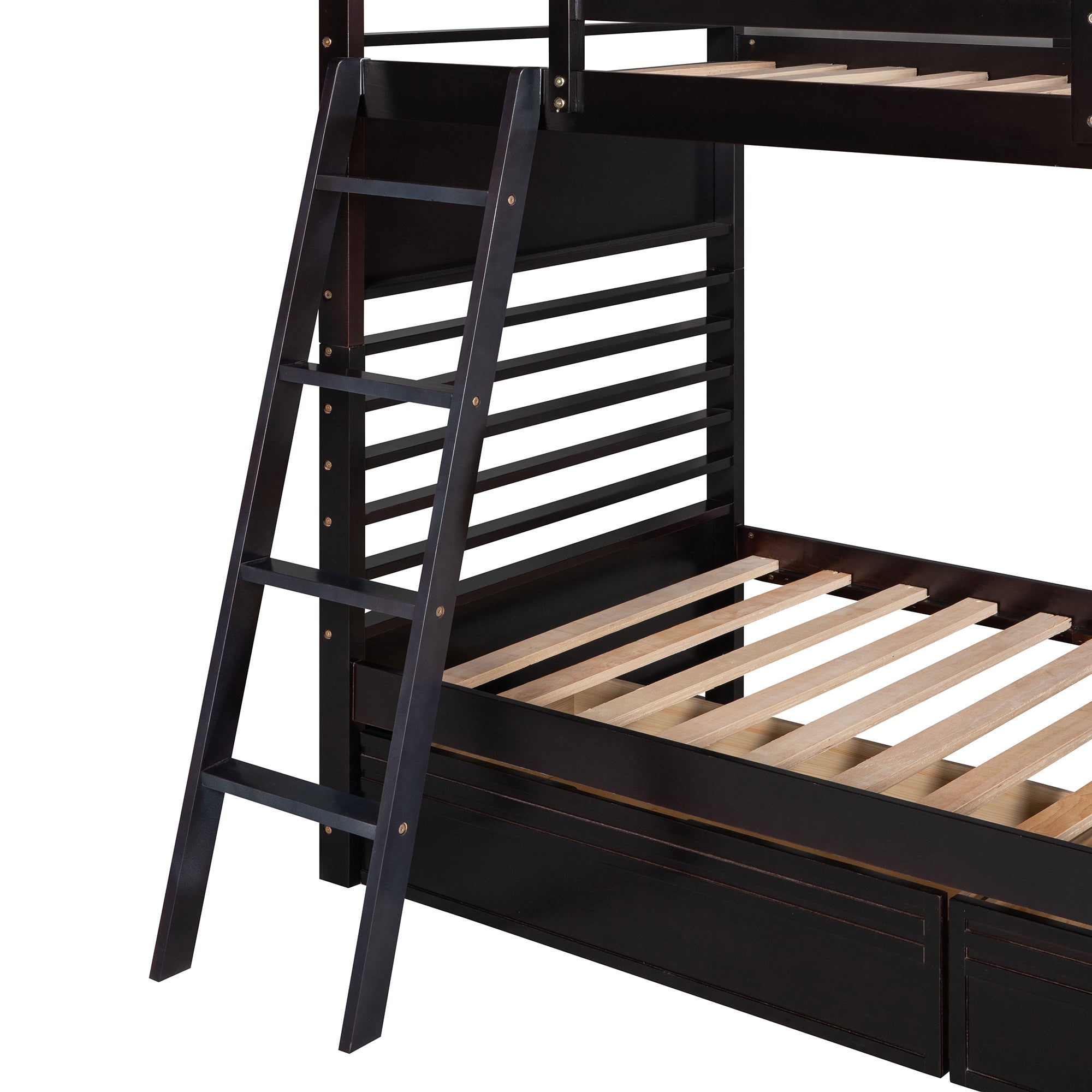 Twin over Twin Wood Bunk Bed with Two Drawers - Espresso - Atlantic Fine Furniture Melbourne FL