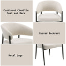 Jirina - Chenille Arm Chair With Metal Legs (Set of 2) - Beige & Black