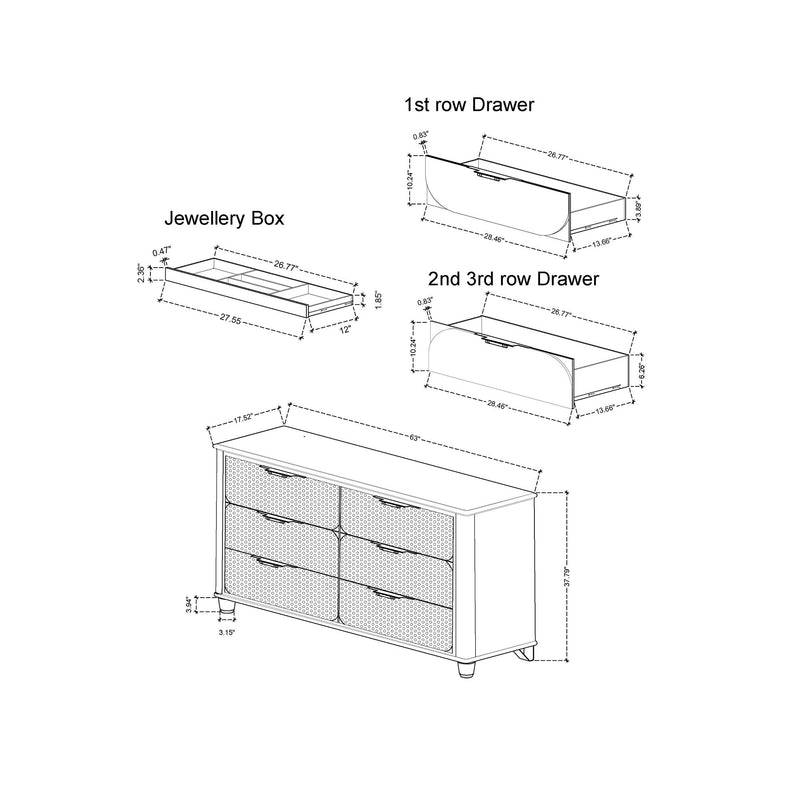 Laura - 5 Piece Bedroom Set With Upholstered Headboard