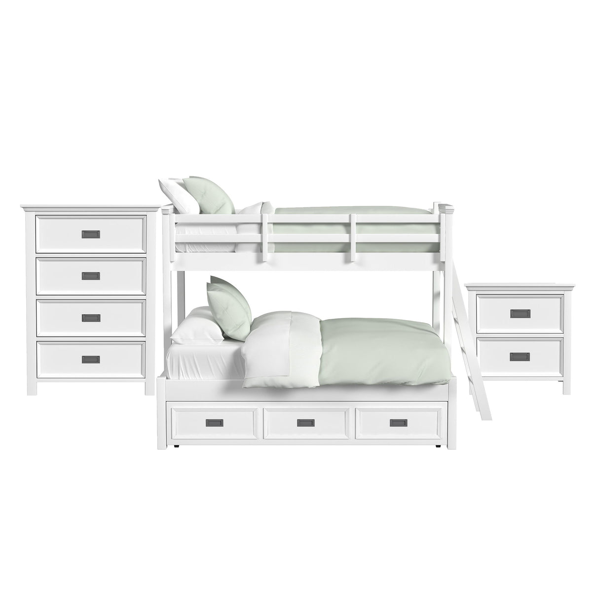 Hampton Kids Bunk With Ladder And Trundle Bedroom Set in Black by Elements International, view 2