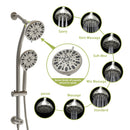Multi Function Dual Shower Head Shower System With 4.7" Rain Showerhead, 7 Function Hand Shower, Adjustable Slide Bar
