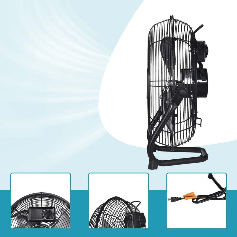 3 Speed High Velocity Industrial Heavy Duty Metal Floor Fan With Tilting Head For Outdoor / Indoor Use