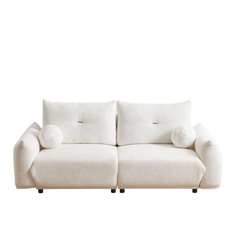 2 Seater Cushion Sofa With 2 Cushions And 2 Ball Pillows