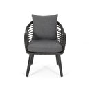Outdoor Accent Chair With Aluminum Frame And Rattan Seating