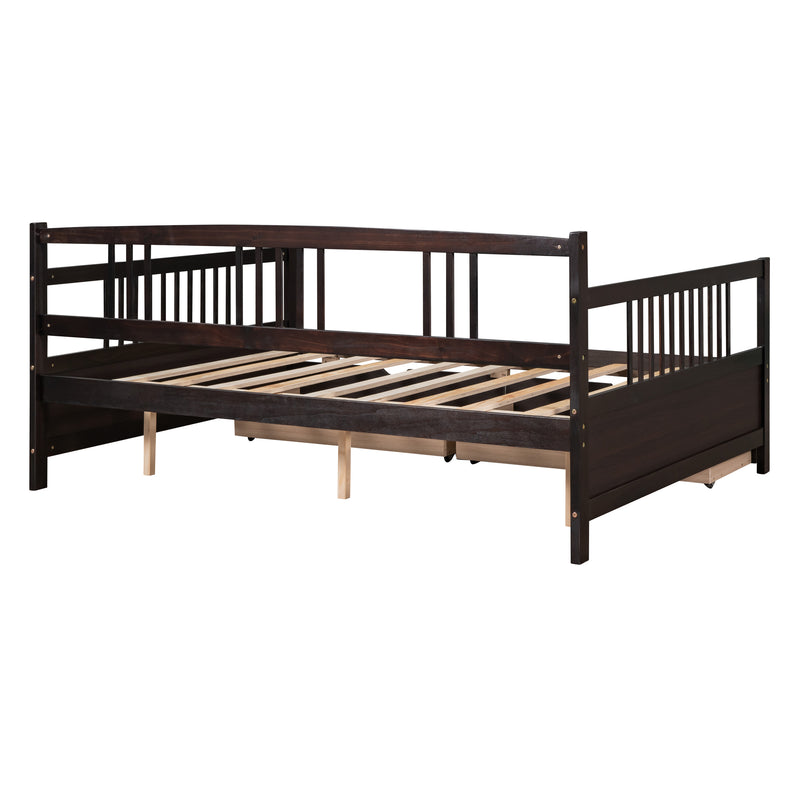 Full Size Daybed Wood Bed with Two Drawers,Espresso(OLD  SKU:LP000058AAP)