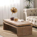 Modern Rustic Wood Table, Rectangular Living Room Center Table With Floating Top Design