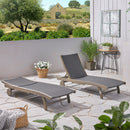 Outdoor Chaise Lounge With Pull Out Tray And Wicker Seat - Gray